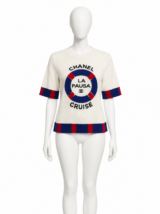 Chanel La Pausa cashmere top size L front on mannequin