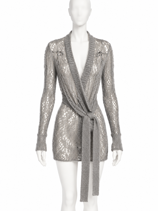 Chloé Fall 2003 grey knitted cardigan dress