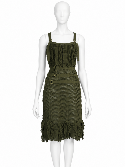 Dior spring 2003 army green bondage dress