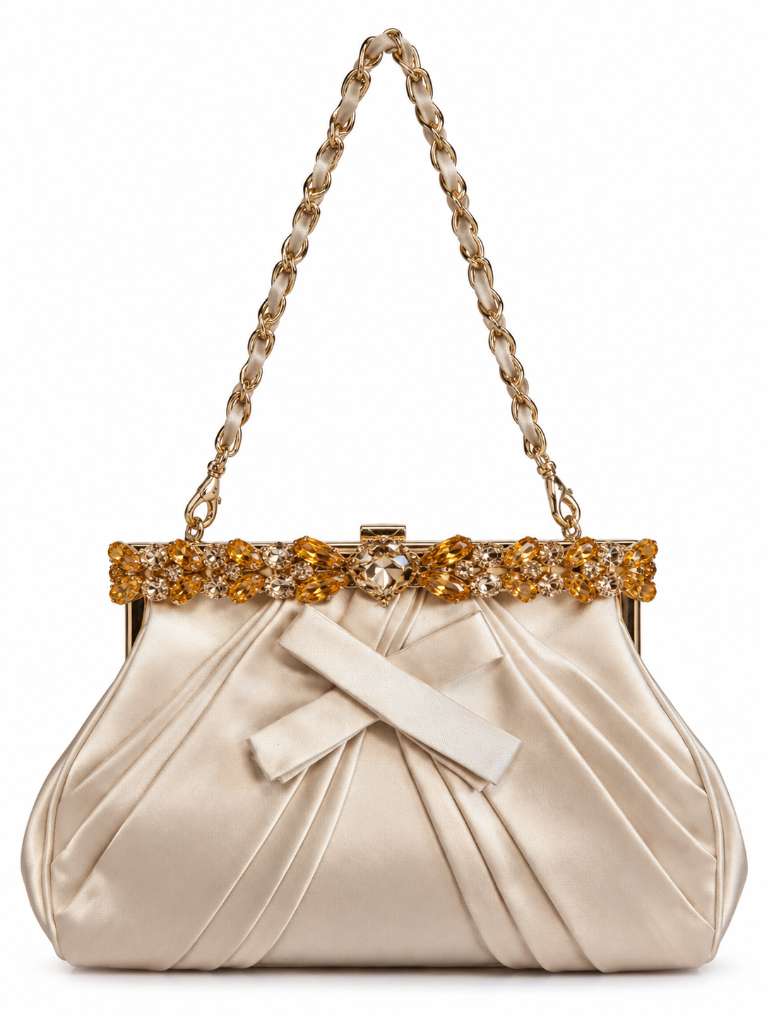 Dior 2007 crystal silk bow chain evening bag