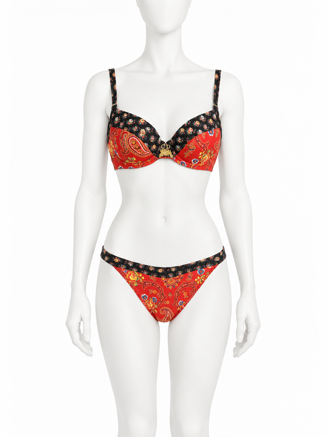 Dior red paisley lingerie set