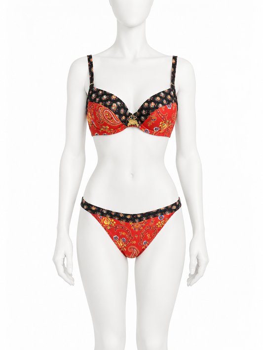 Dior red paisley lingerie set