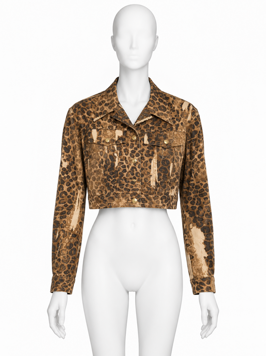 Dior Spring 2000 cropped cheetah print denim jacket