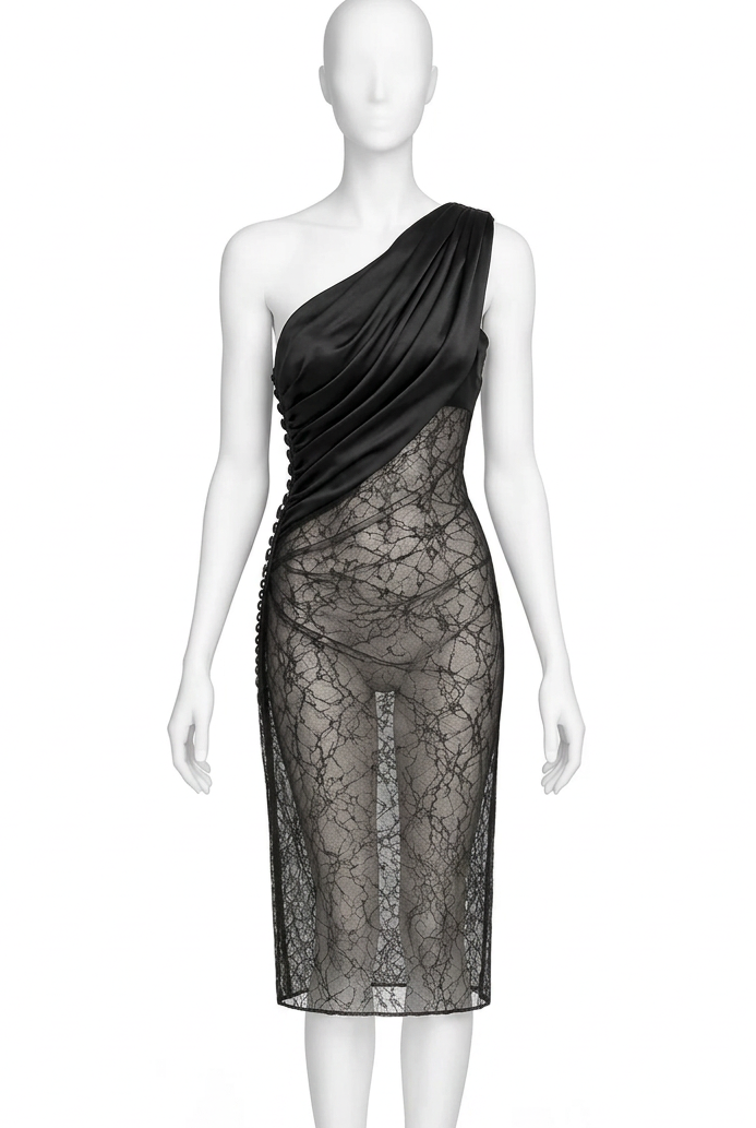 Dior Spring Summer 2006 asymmetric lace dress by John Galliano