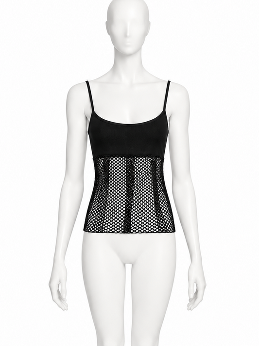 Dolce & Gabbana black bifabric fishnet tank top