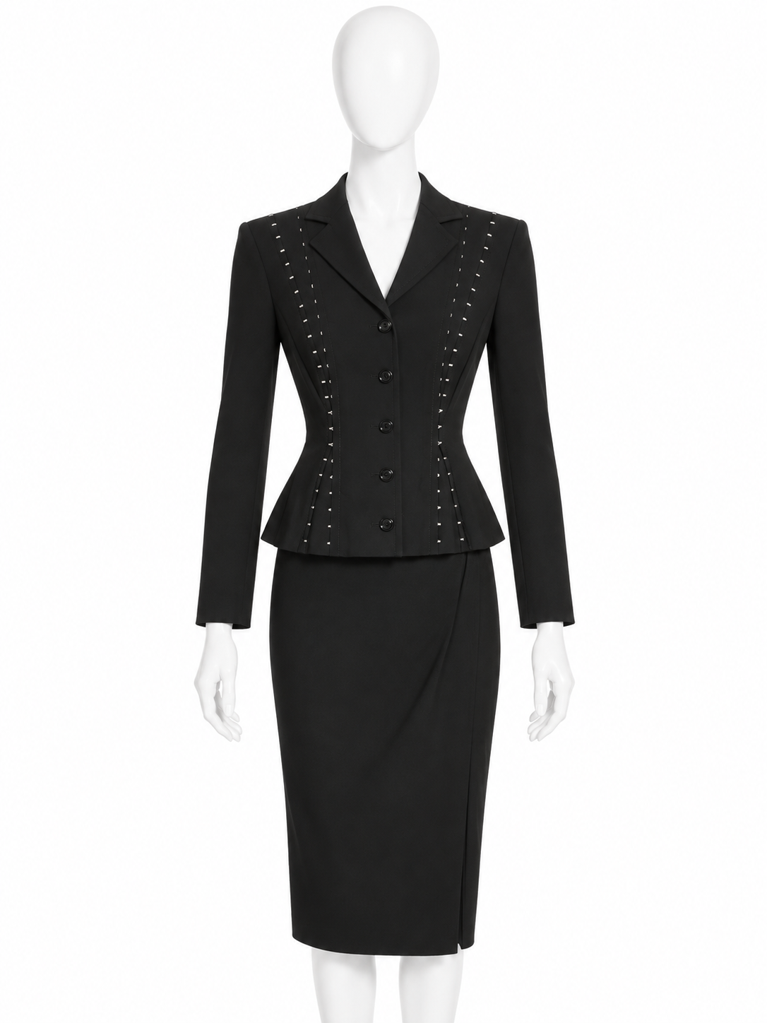 Dolce & Gabbana black corset fitted jacket and midi skirt set