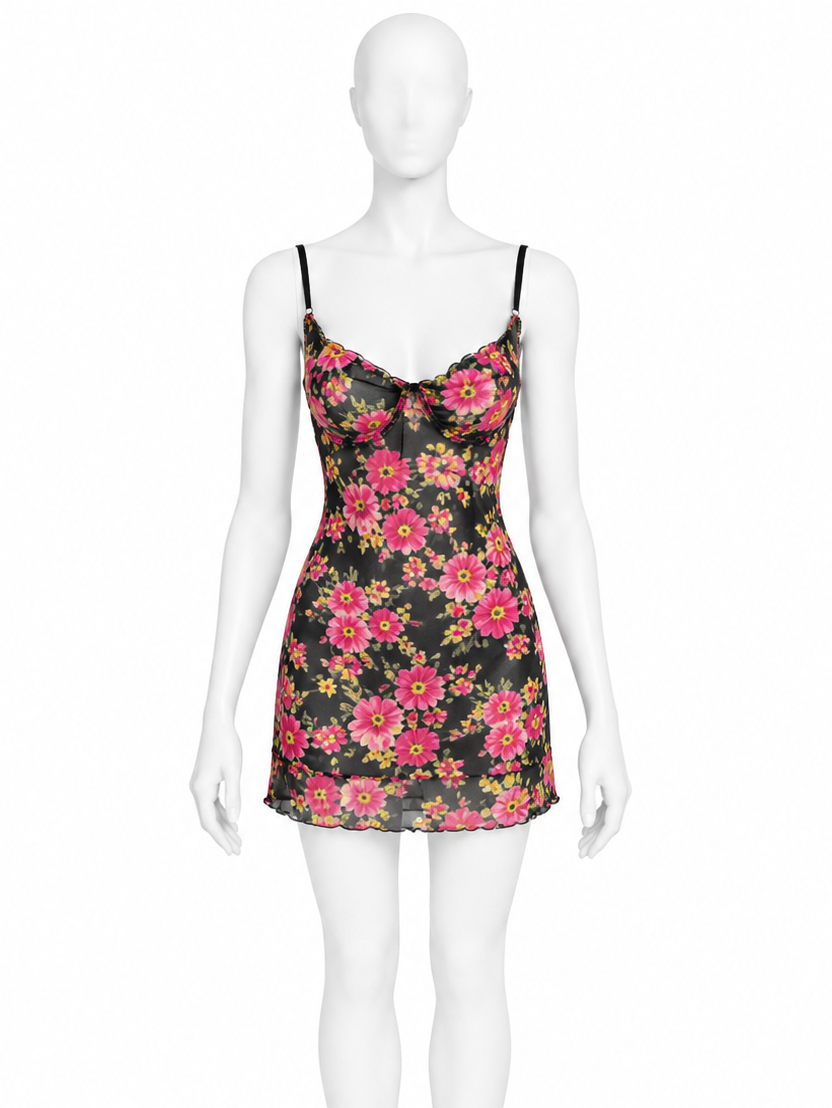Dolce & Gabbana floral sheer lingerie cup mini dress