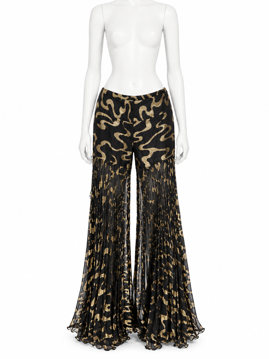Dolce & Gabbana Fall 2000 black and gold pleated wide-leg pants
