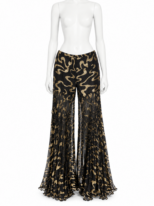 Dolce & Gabbana Fall 2000 black and gold pleated wide-leg pants