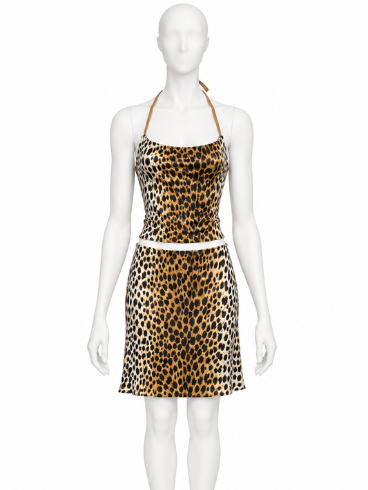 Dolce & Gabbana late 90s cheetah halter top and skirt set