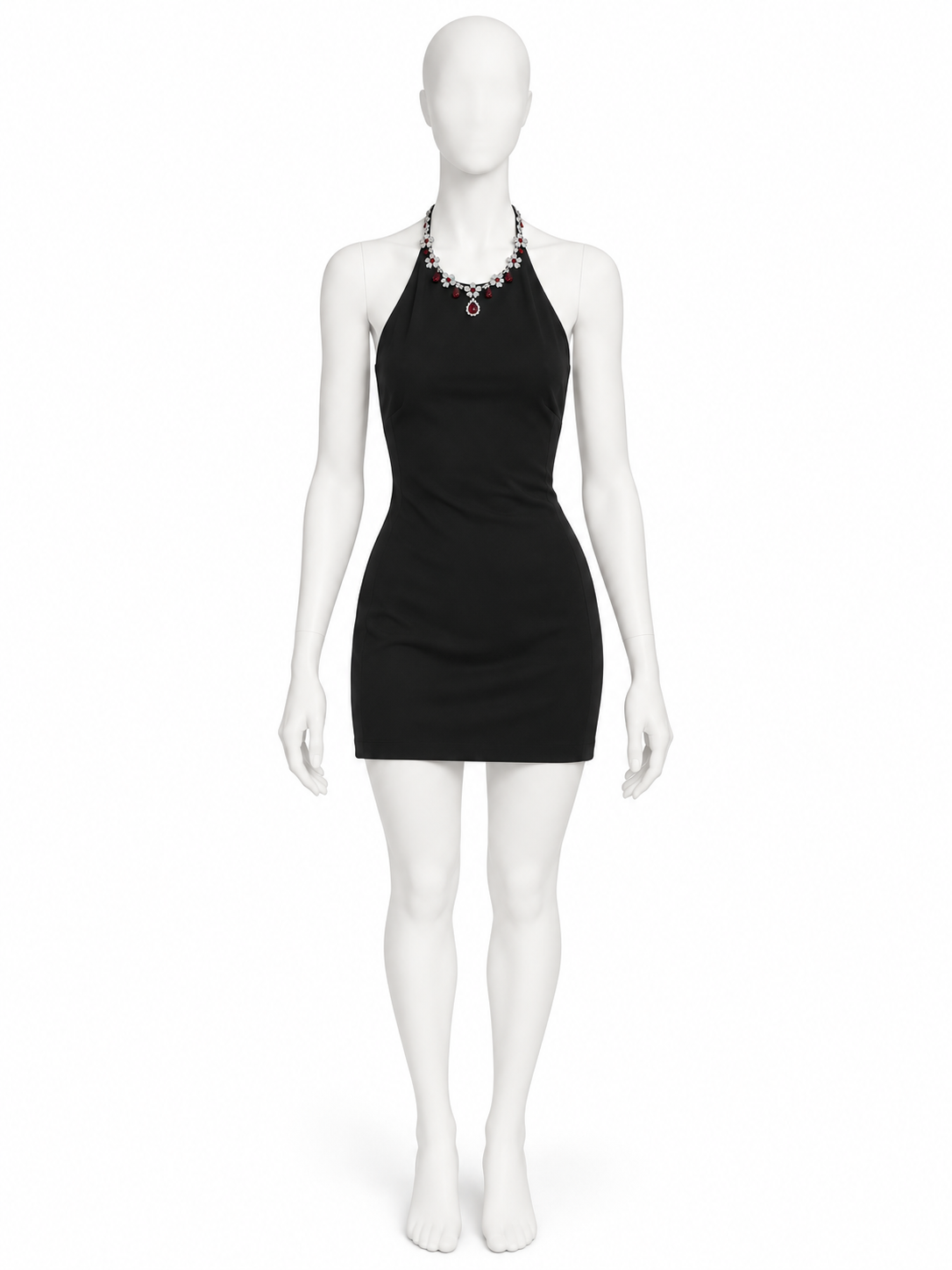 Dolce & Gabbana black necklace halter mini dress