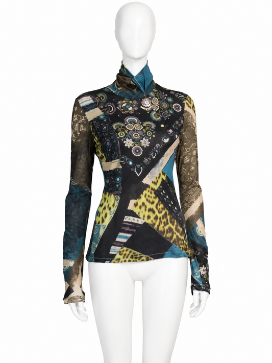 Roberto Cavalli galaxy turtleneck charm top