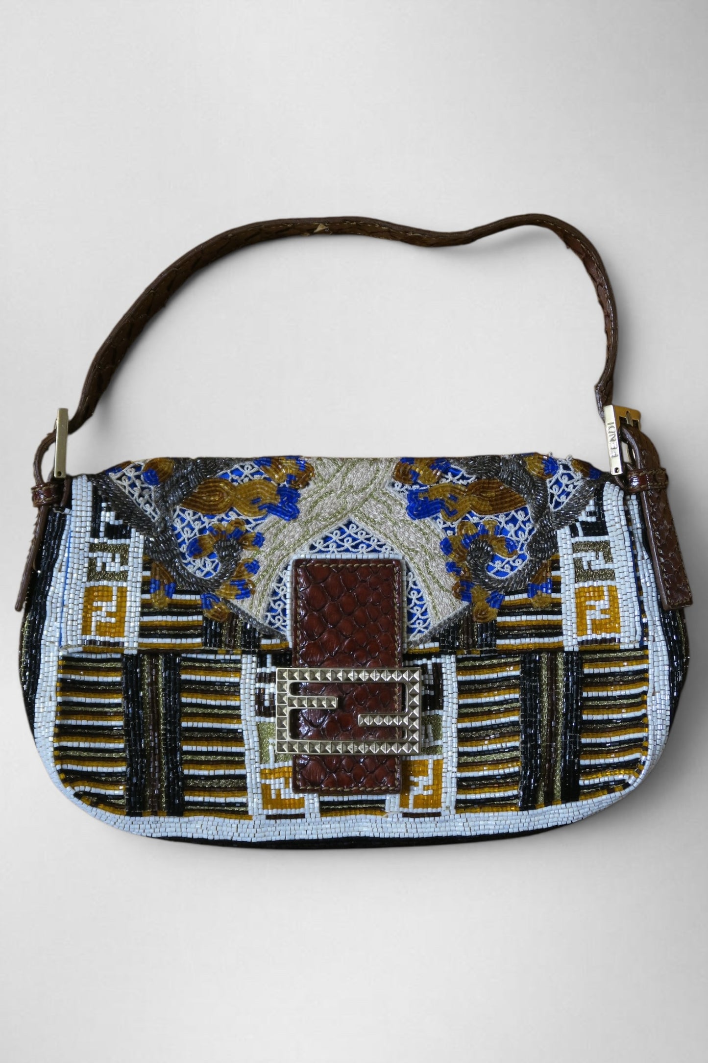 Fendi rare beaded python baguette