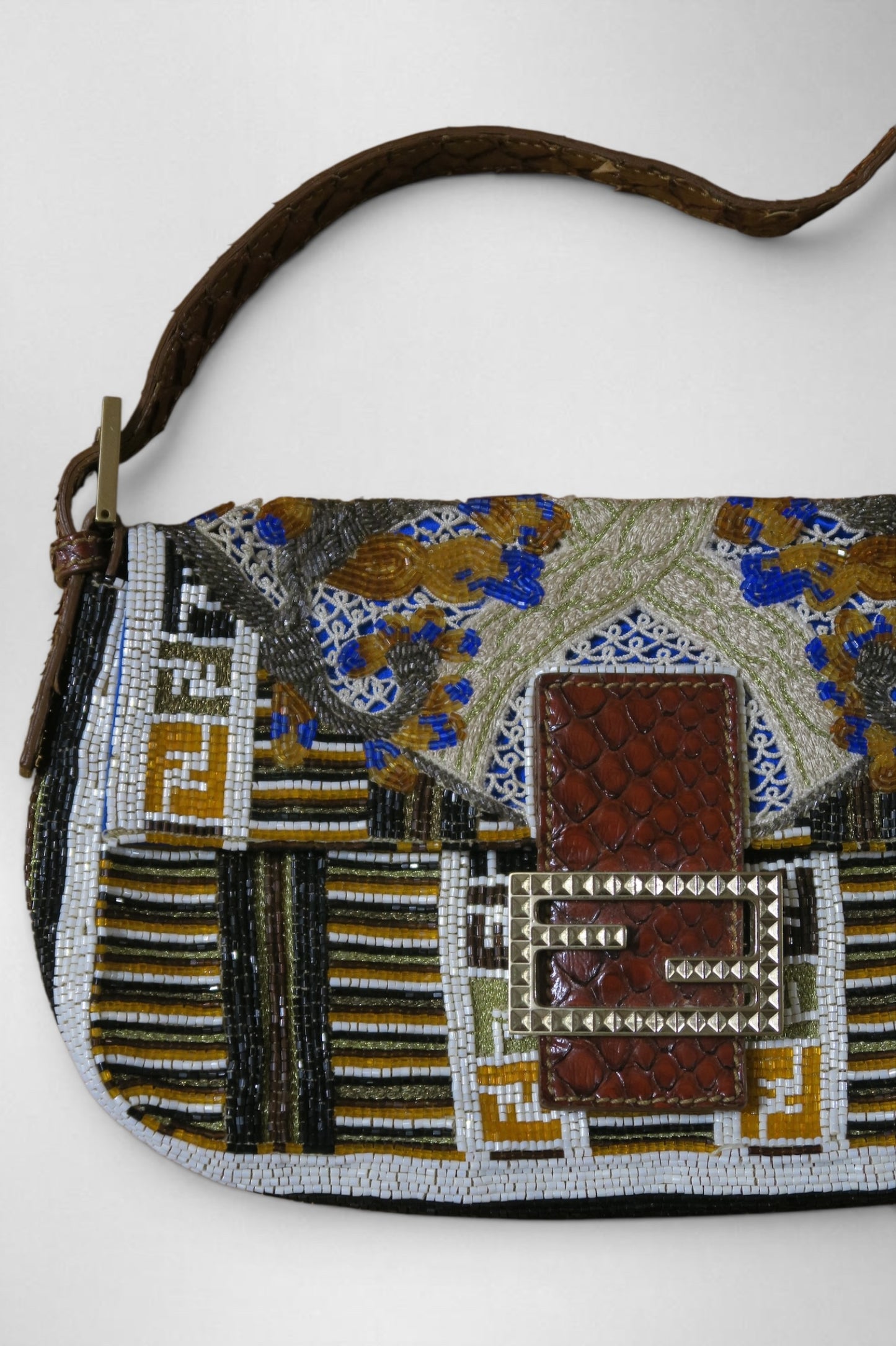 Fendi rare beaded python baguette