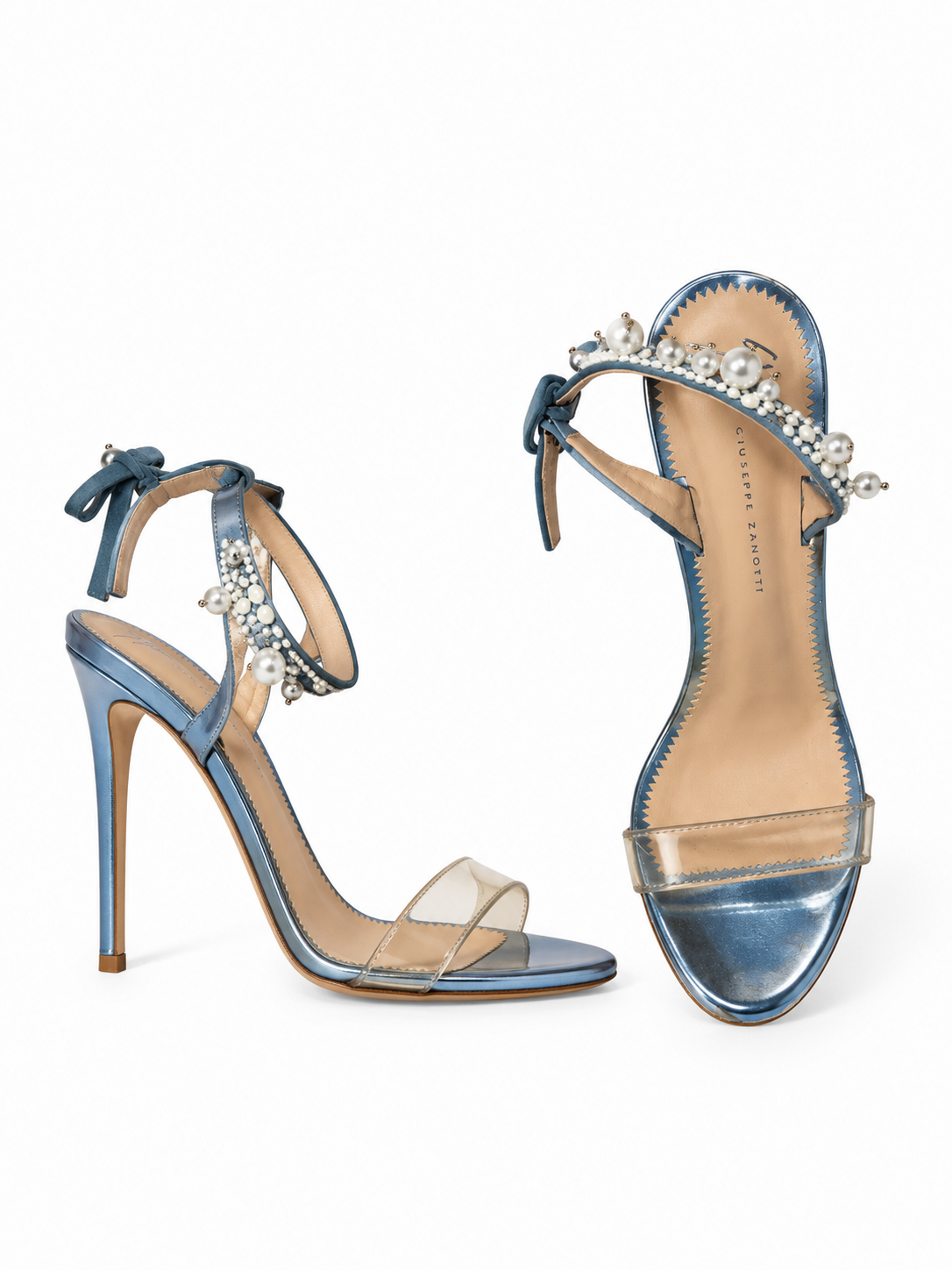 Giuseppe Zanotti blue pearl embellished heels