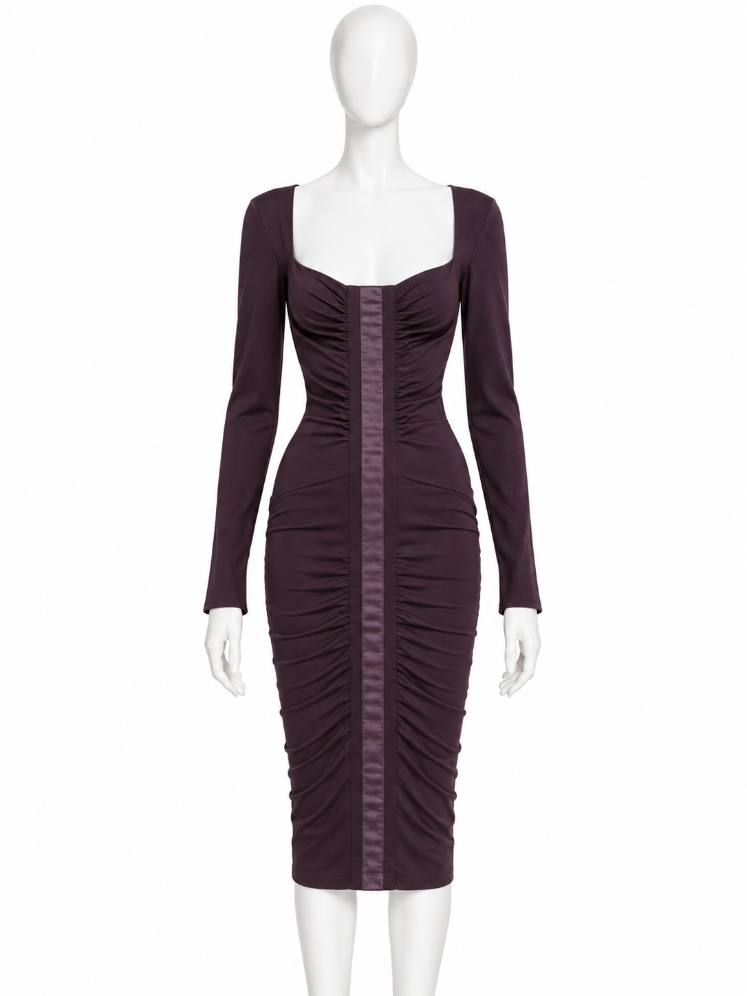 Gucci by Tom Ford Fall 2004 plum ruched midi dress