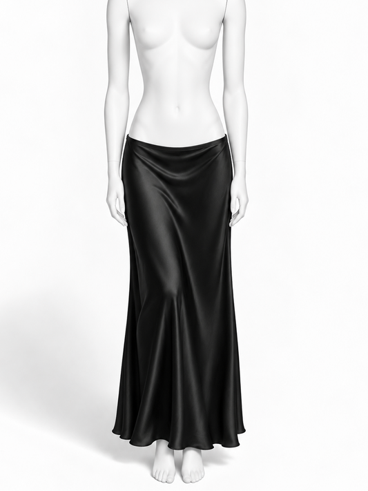 Jean Paul Gaultier black satin maxi skirt