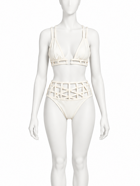 Jean Paul Gaultier x La Perla ivory bondage bikini