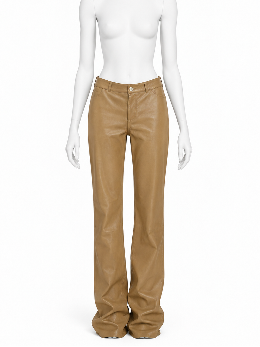 Jean Paul Gaultier rare maxi ruched lambskin leather pants