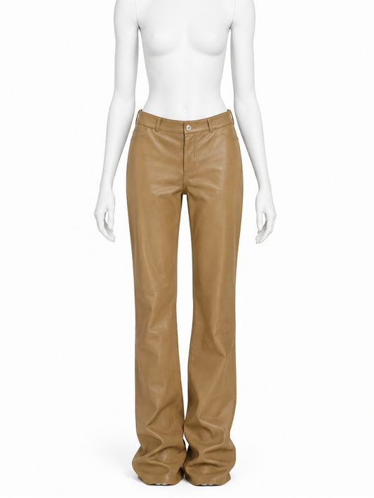 Jean Paul Gaultier rare maxi ruched lambskin leather pants