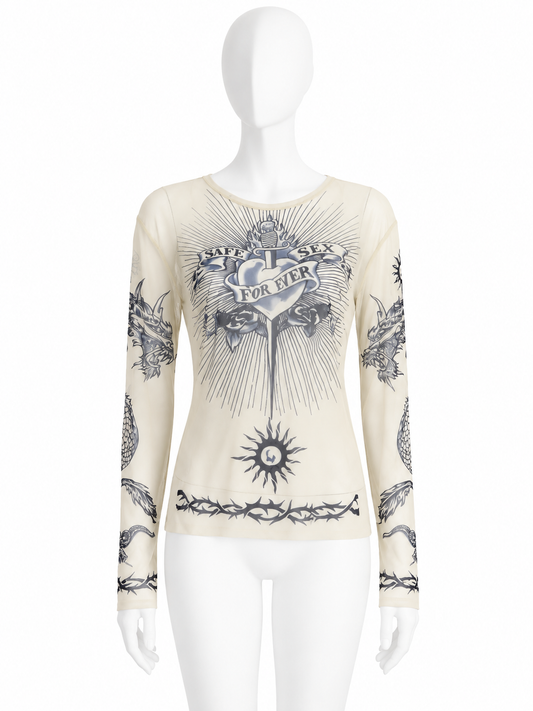 Jean Paul Gaultier Safe Sex Forever mesh top