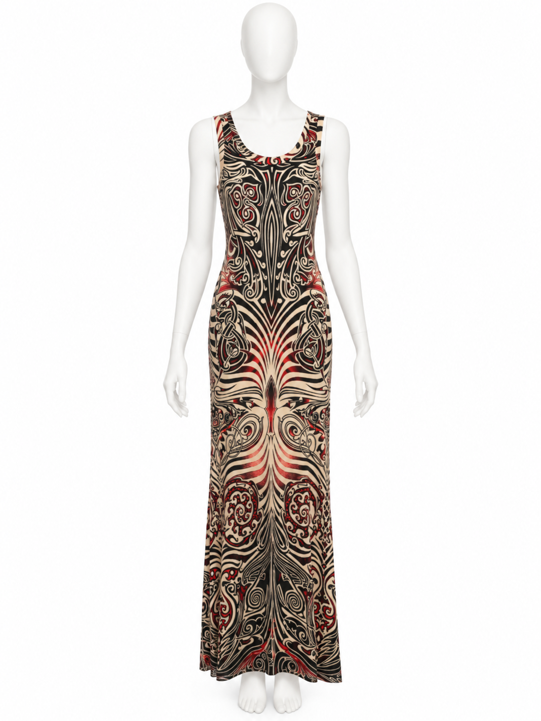 Jean Paul Gaultier Spring Summer 1996 Tattoo print maxi dress