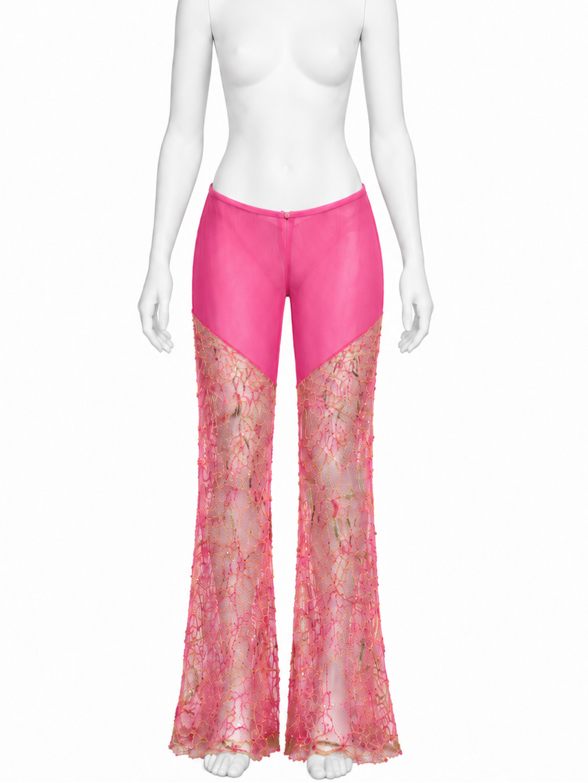 Jiki pink silk beaded pants
