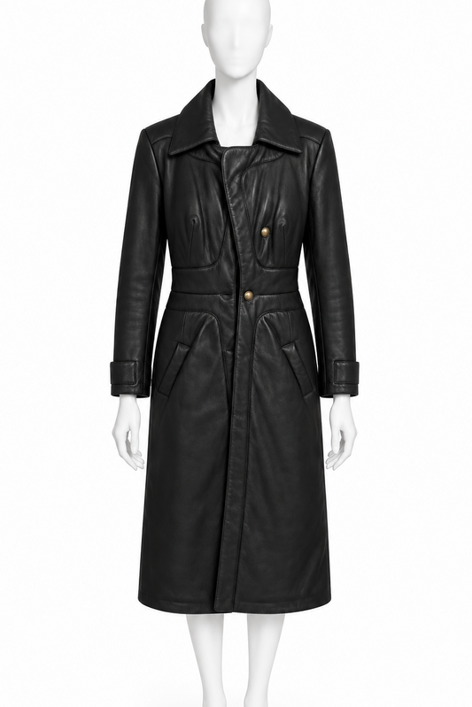 Jitrois black maxi leather jacket