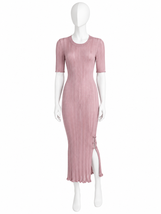 John Galliano Spring Summer 2000 light pink backless knit dress