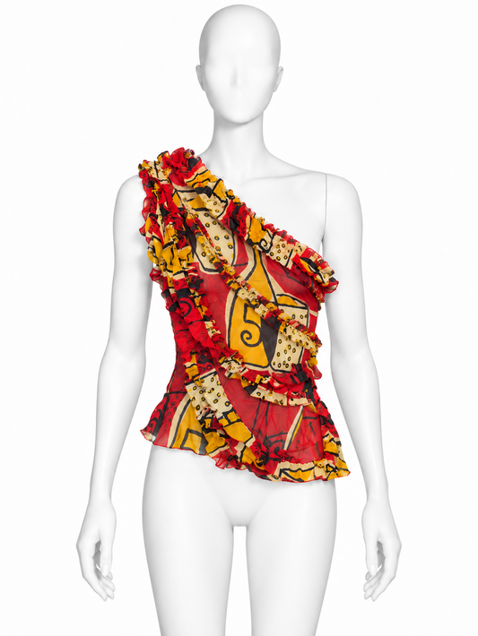 Plein Sud mesh ruffles asymmetrical top
