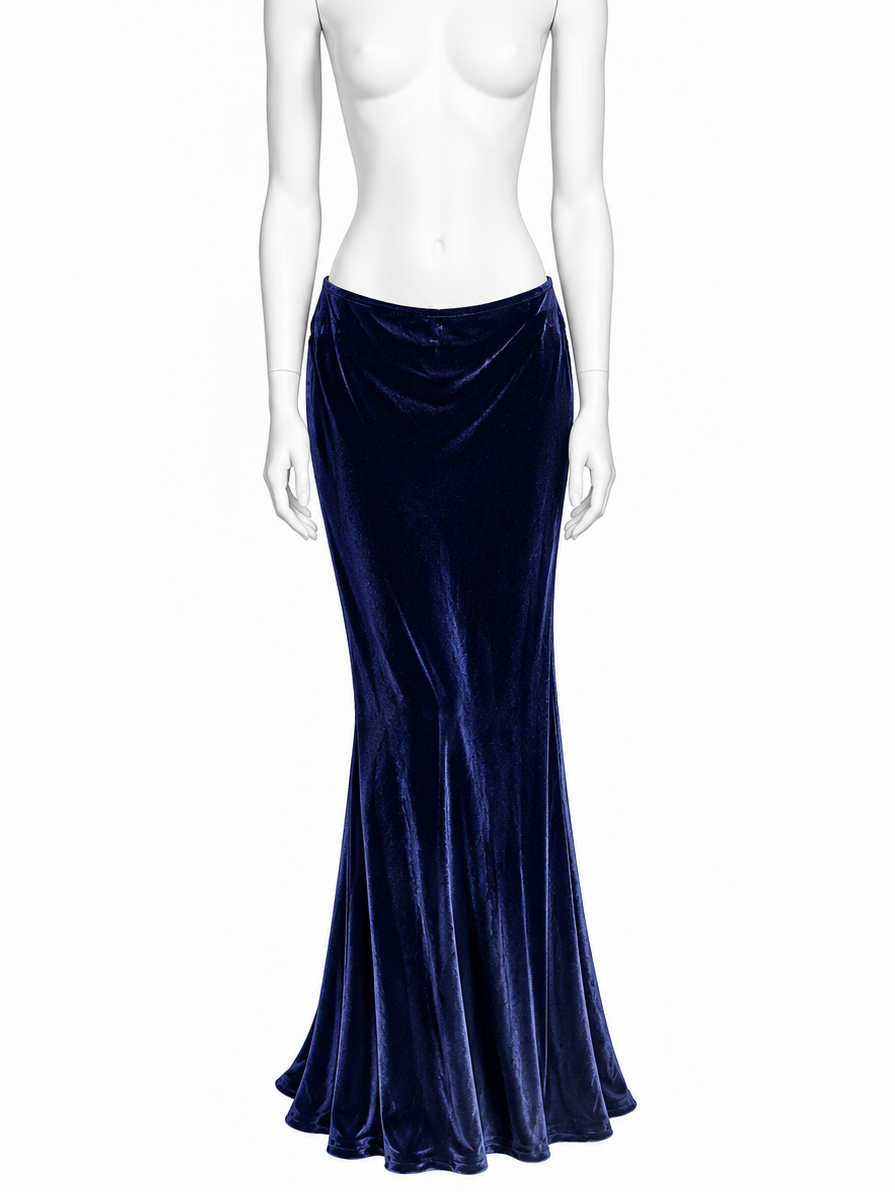 Ralph Lauren midnight blue velvet mermaid skirt