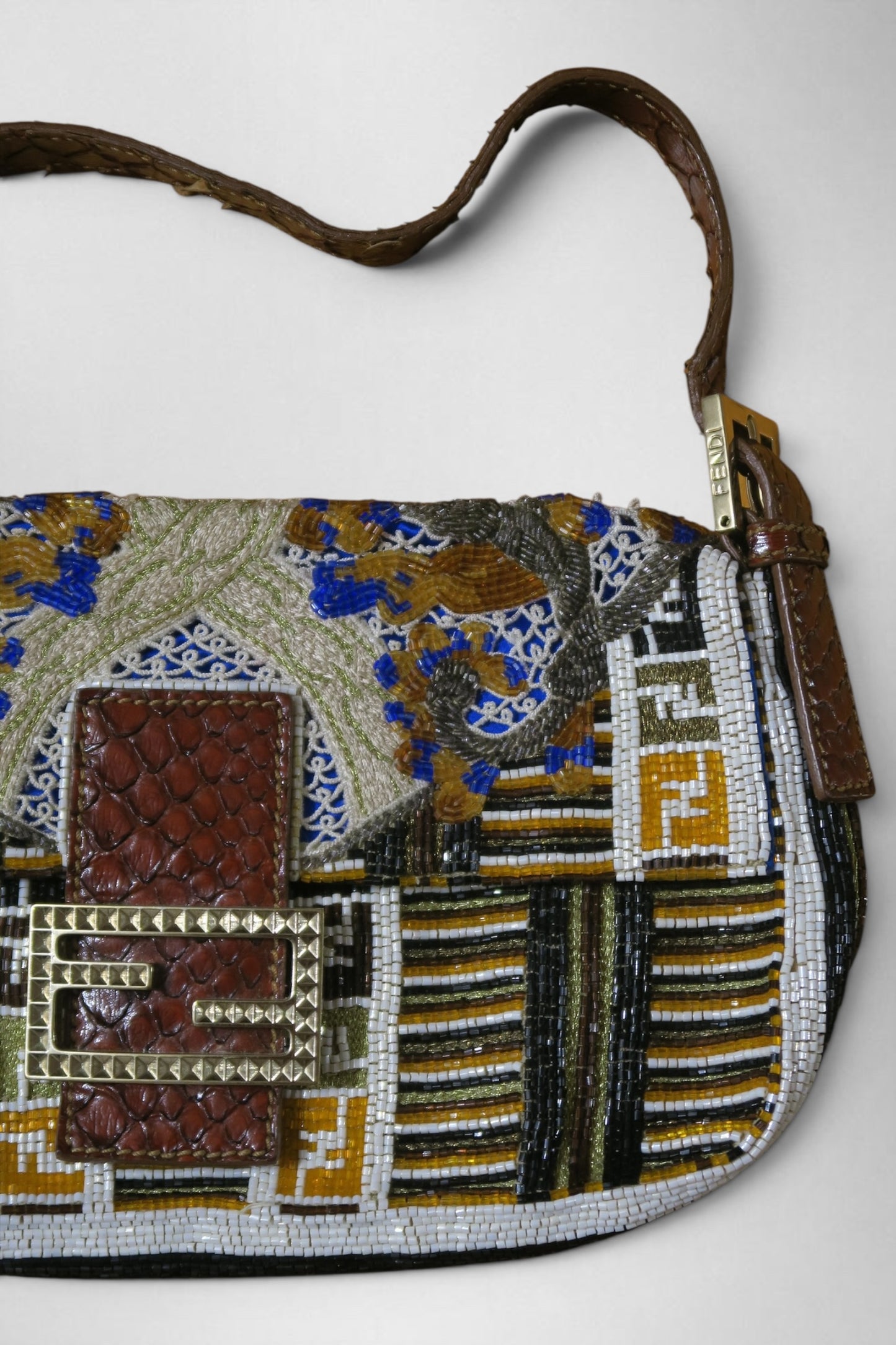 Fendi rare beaded python baguette