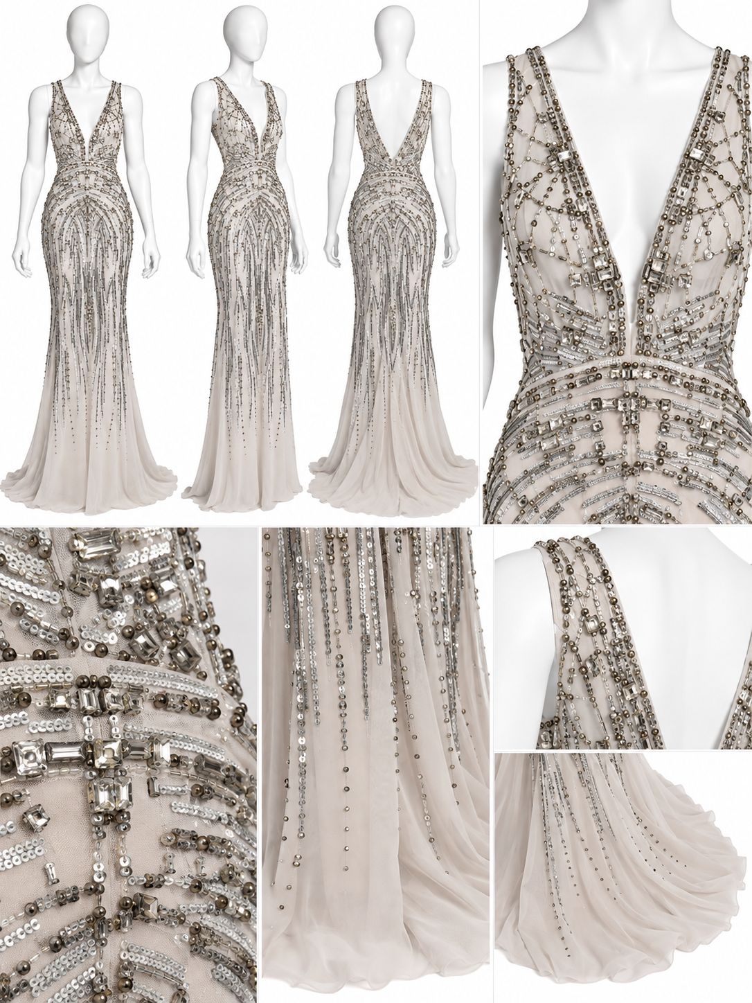 Roberto Cavalli beaded maxi gown details