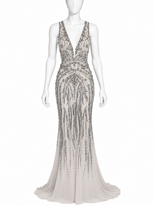 Roberto Cavalli beaded maxi gown front