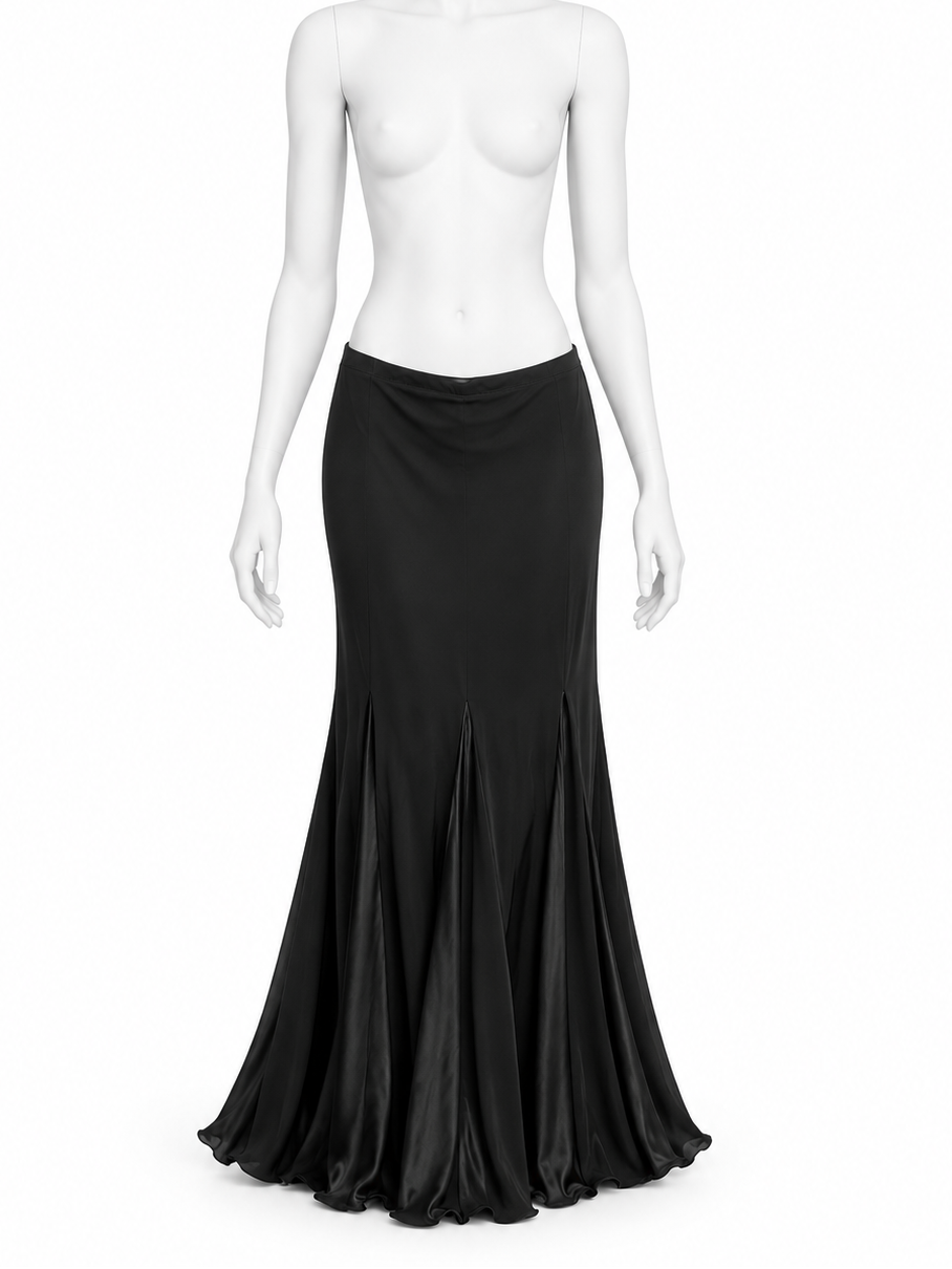 Roberto Cavalli maxi silk satin black skirt