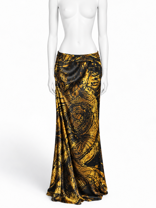 Roberto Cavalli printed satin maxi skirt