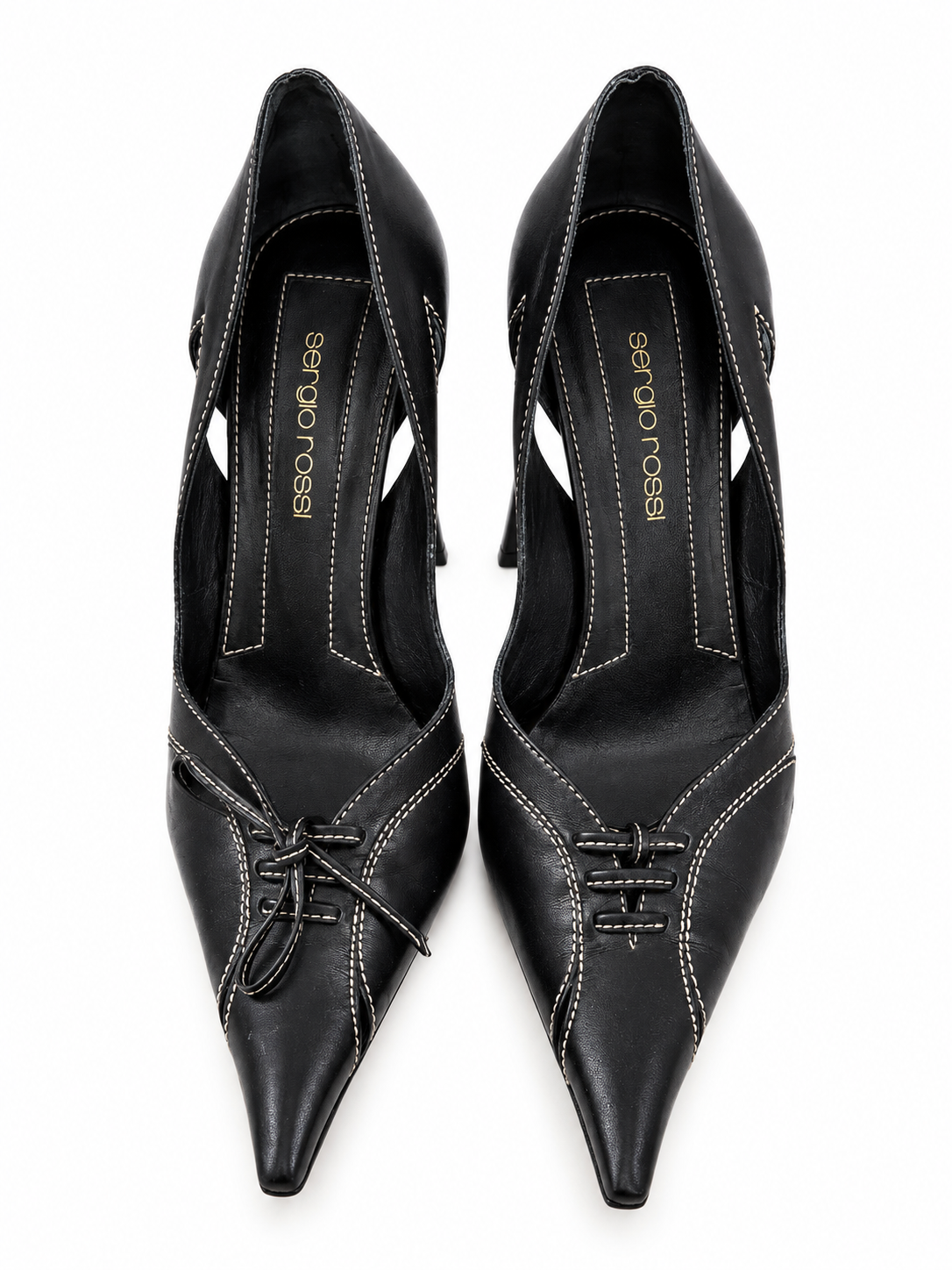 Sergio Rossi black leather pointed heels size 37