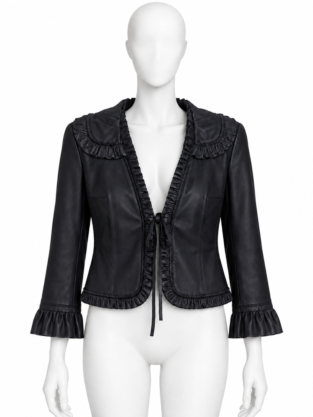 Valentino dark navy leather lace-up jacket