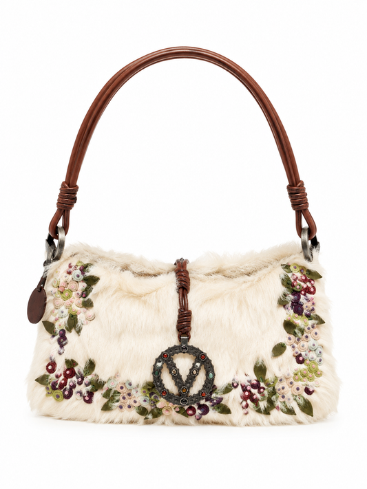 Valentino fur beaded bag