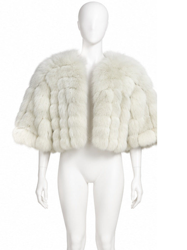 Valentino ivory cropped fur jacket front