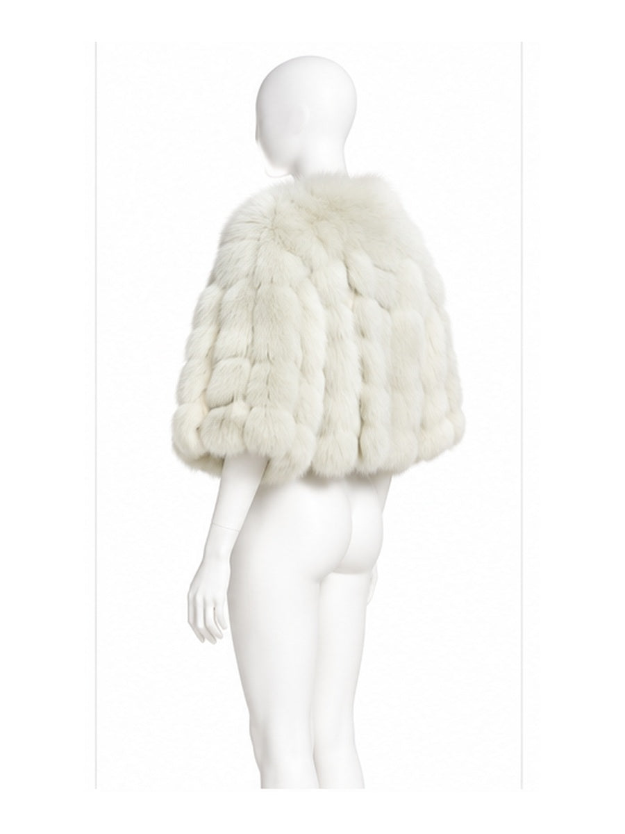 Valentino ivory cropped fur jacket side