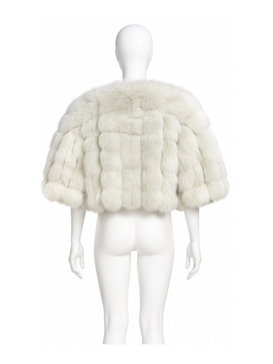 Valentino ivory cropped fur jacket back