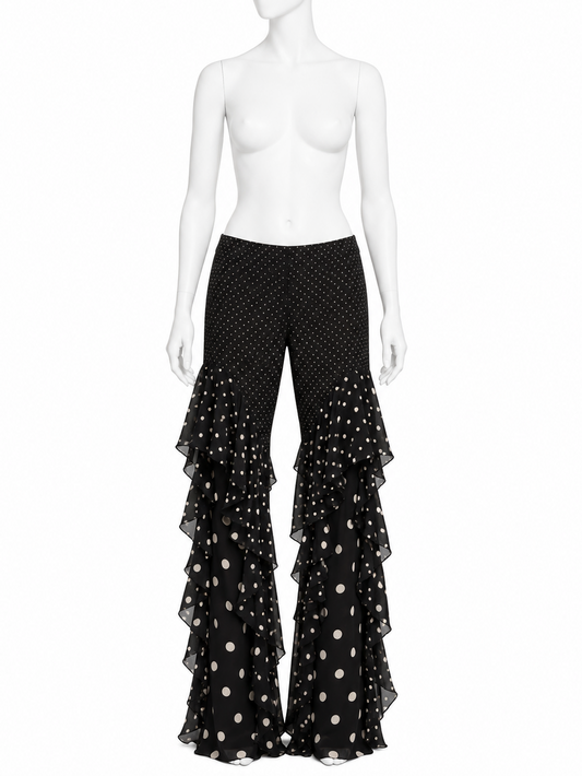 Valentino Spring 2002 polka dot ruffle silk pants