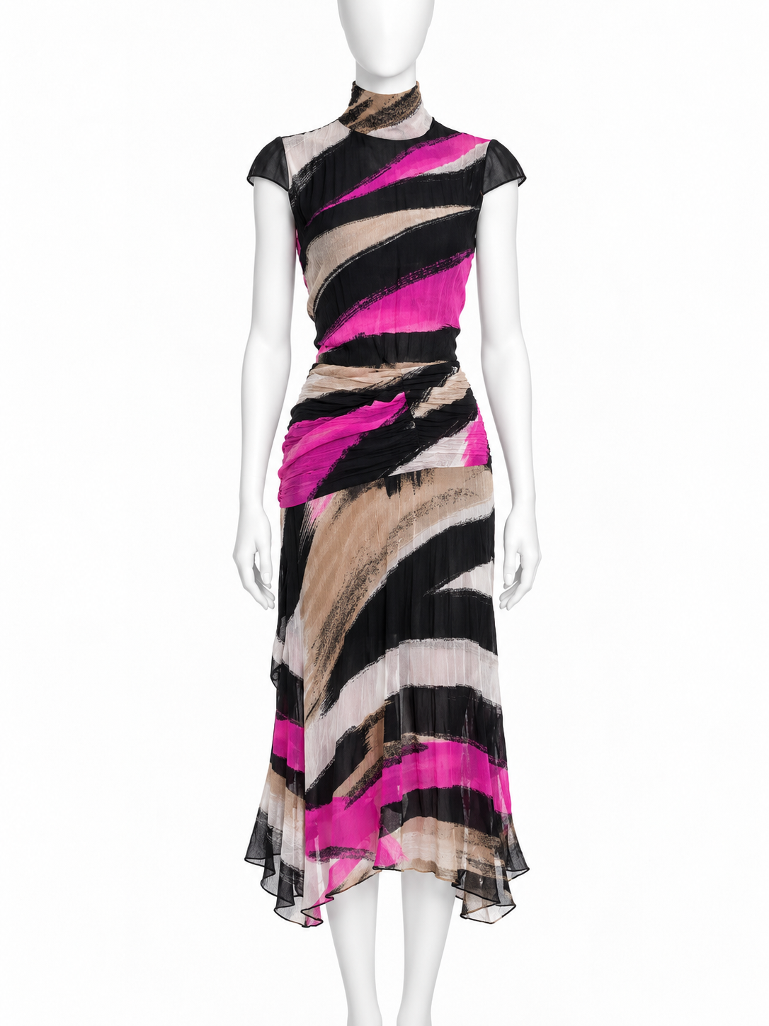 Versace fall 2001 printed silk chiffon runway dress