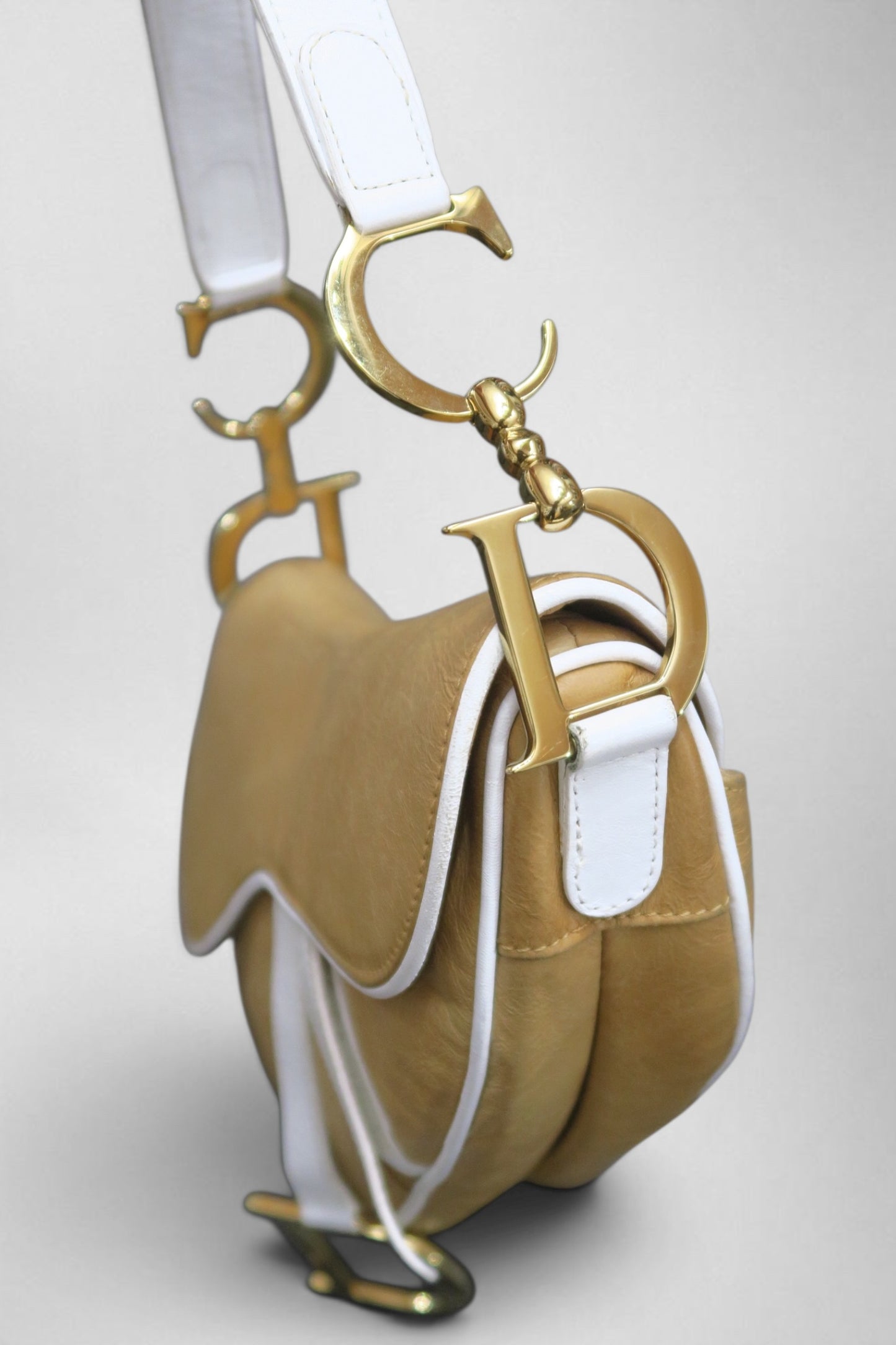 vintage Dior saddle white tan