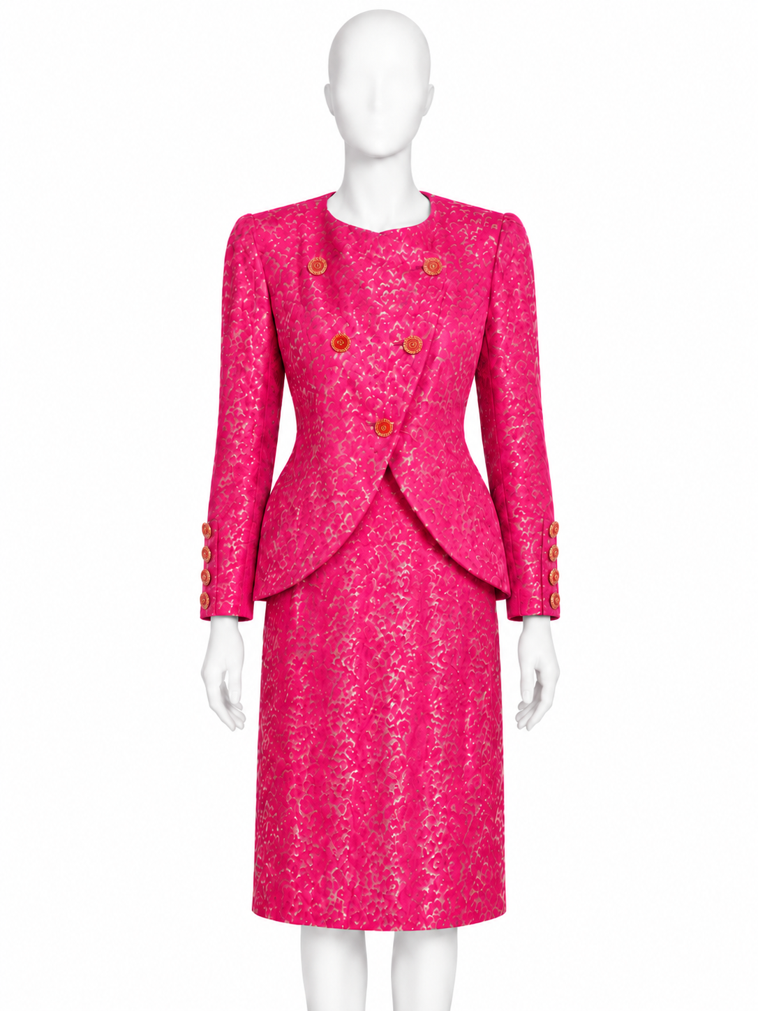 Yves Saint Laurent spring 1995 pink skirt suit set