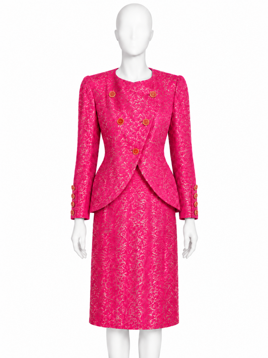 Yves Saint Laurent spring 1995 pink skirt suit set